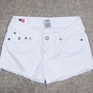 True Religion White Denim Shorts